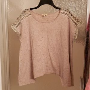 Boutique Beige Top with Sleeve Detail, Size Medium
